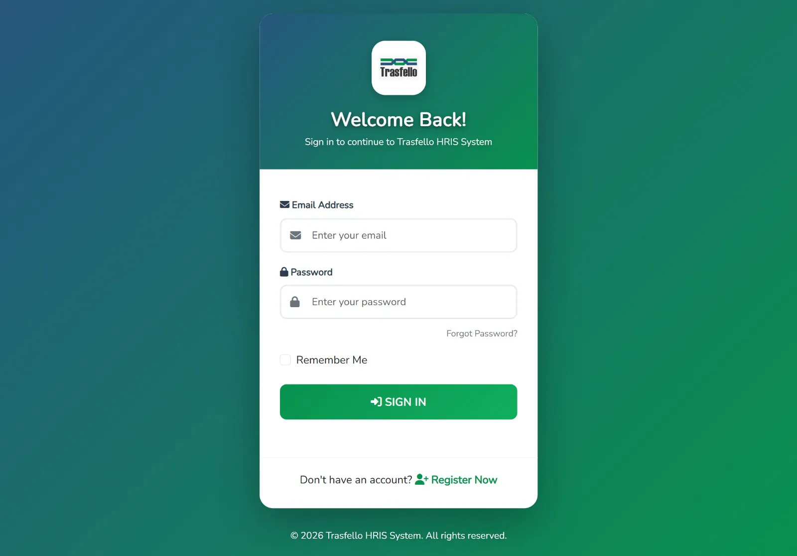 Screenshot Login ke Sistem